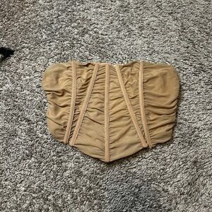 Tan Ruched Crop Top